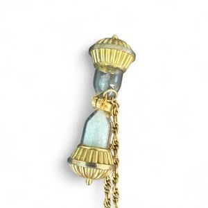 Vintage Brass Hourglass Necklace Sand Timer Pendant 1960s 1970s Costume Jewelry